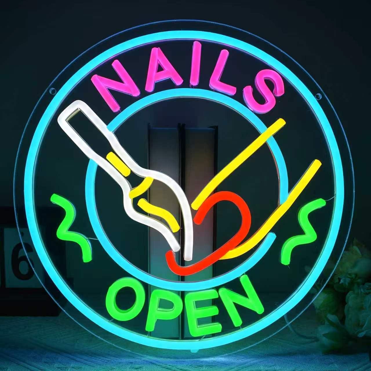 Beauty Makeup Shop - Nails Open Neon Sign USB Dimmable