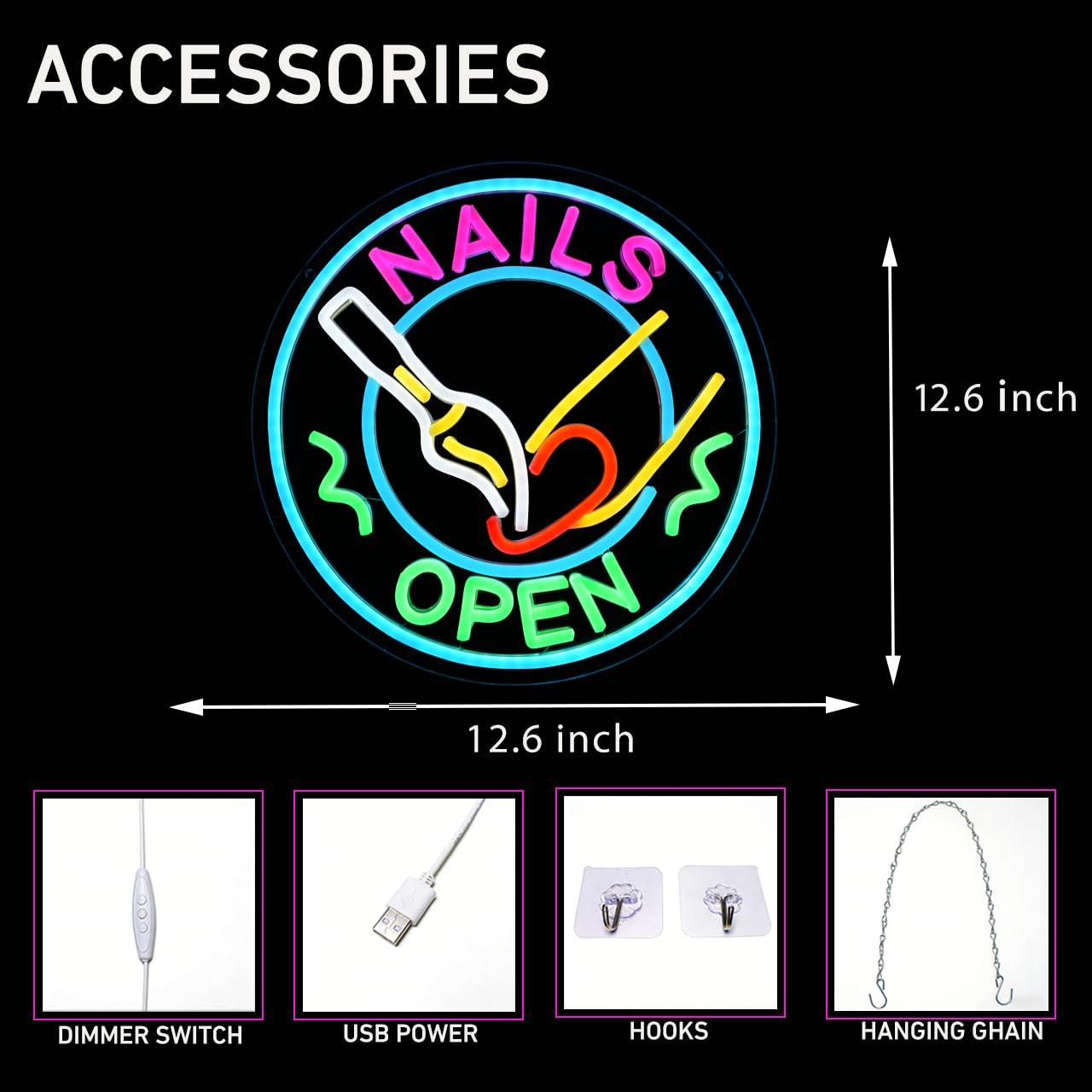 Nails Open Neon Sign USB Dimma - Beauty Makeup Shop 评论和价格