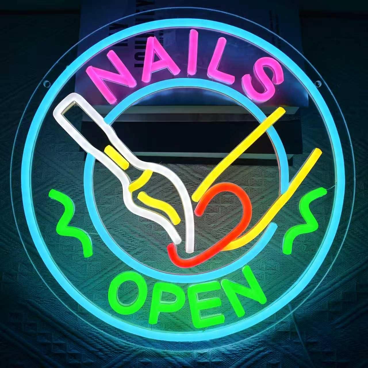 Nails Open Neon Sign USB Dimma - Beauty Makeup Shop 评论和价格
