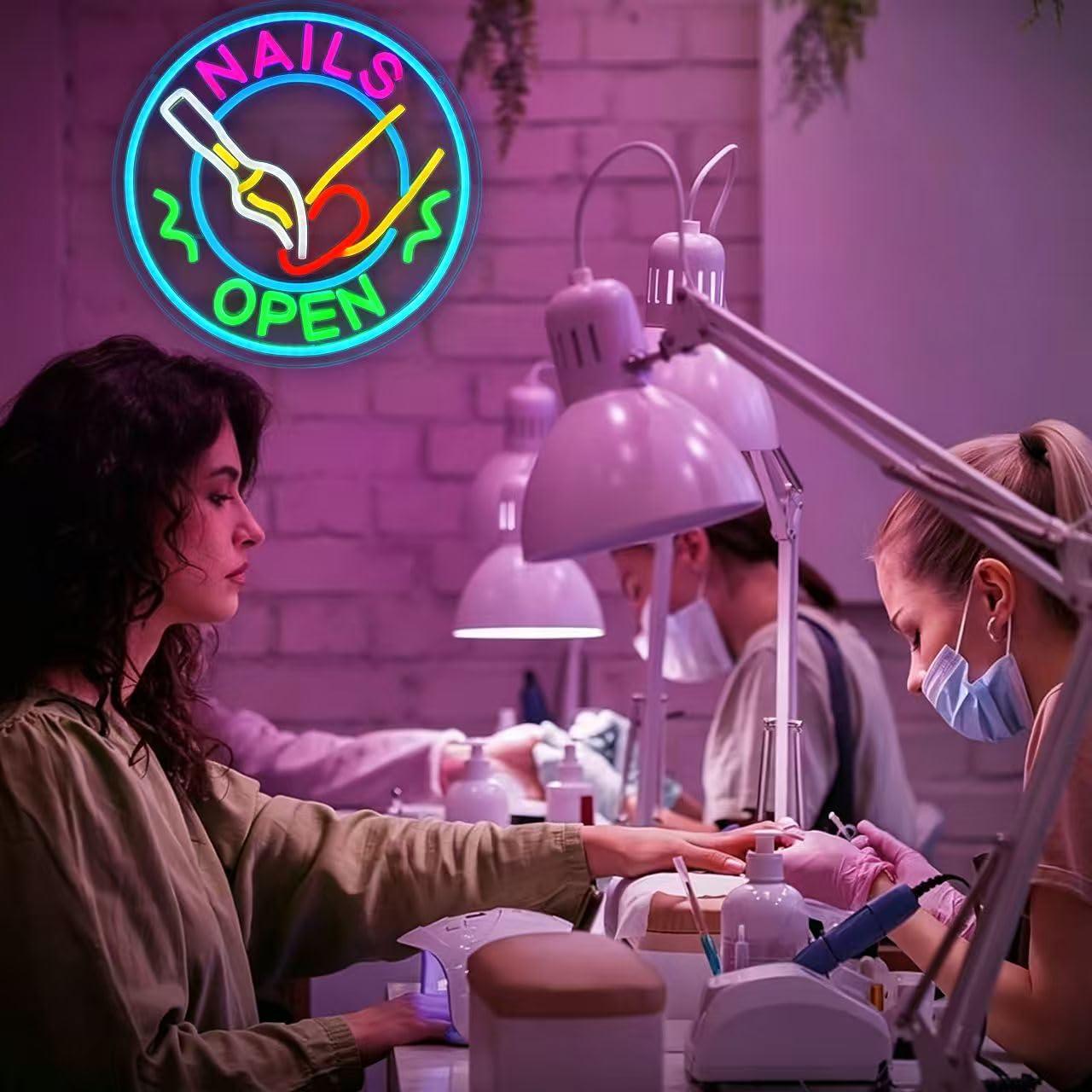 Nails Open Neon Sign USB Dimma - Beauty Makeup Shop 评论和价格