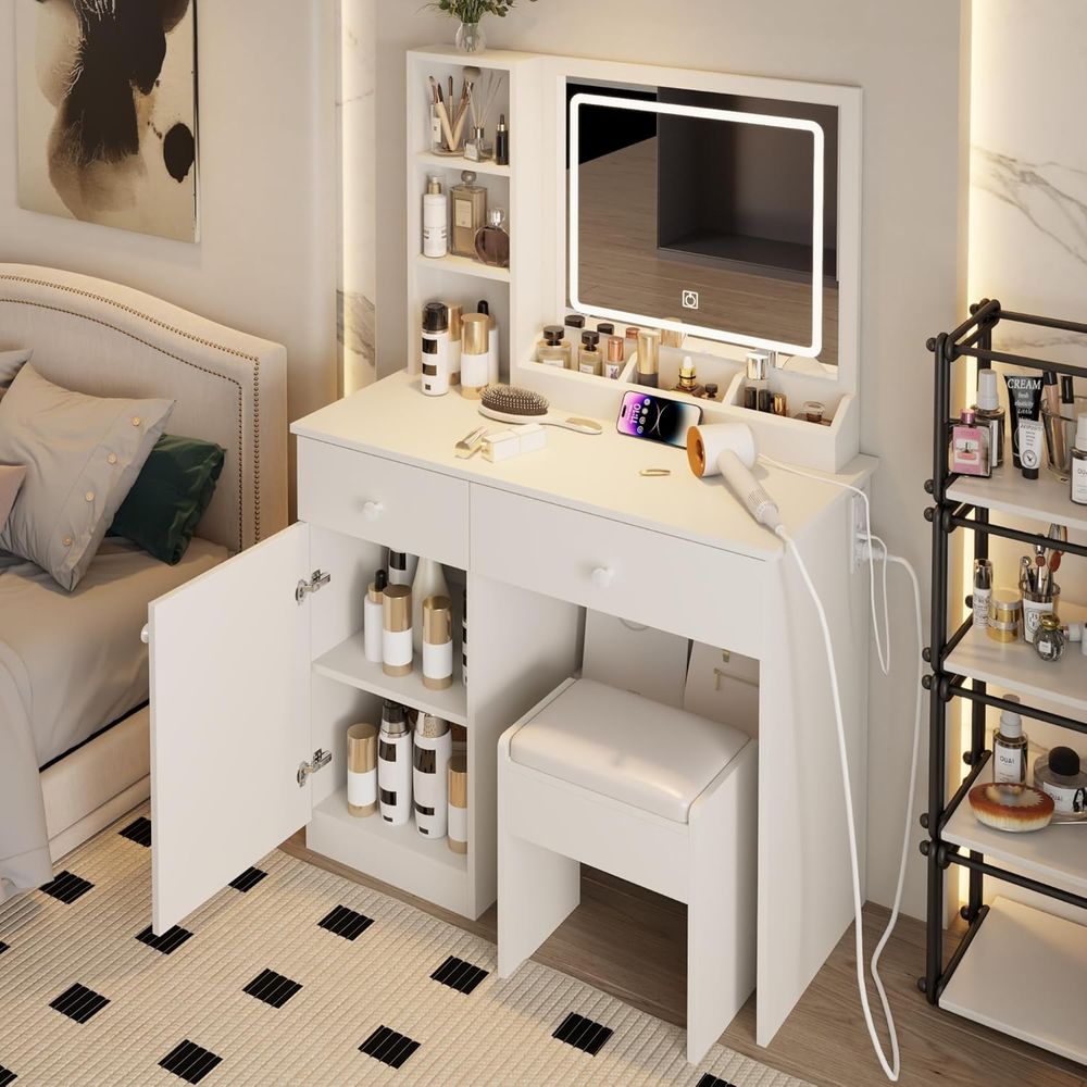 Dring Table Set, Large Storage - Beauty Makeup Vanity Set 评论和价格