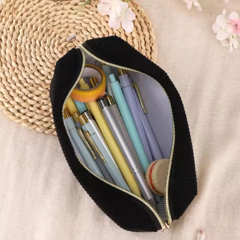 Portable Corduroy Makeup Bag L - Beauty Makeup School 评论和价格