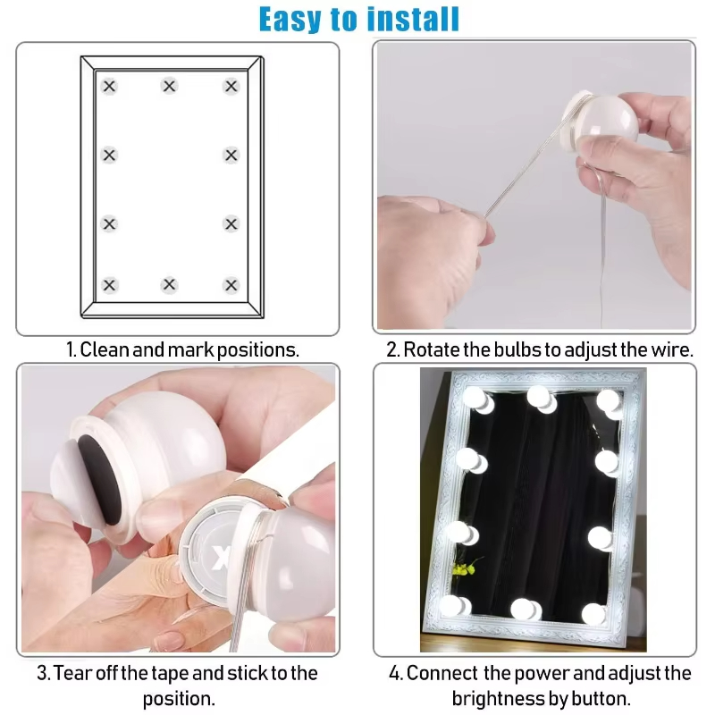 10 LED Vanity Mirror Light Bul - Beauty Makeup Desk 评论和价格