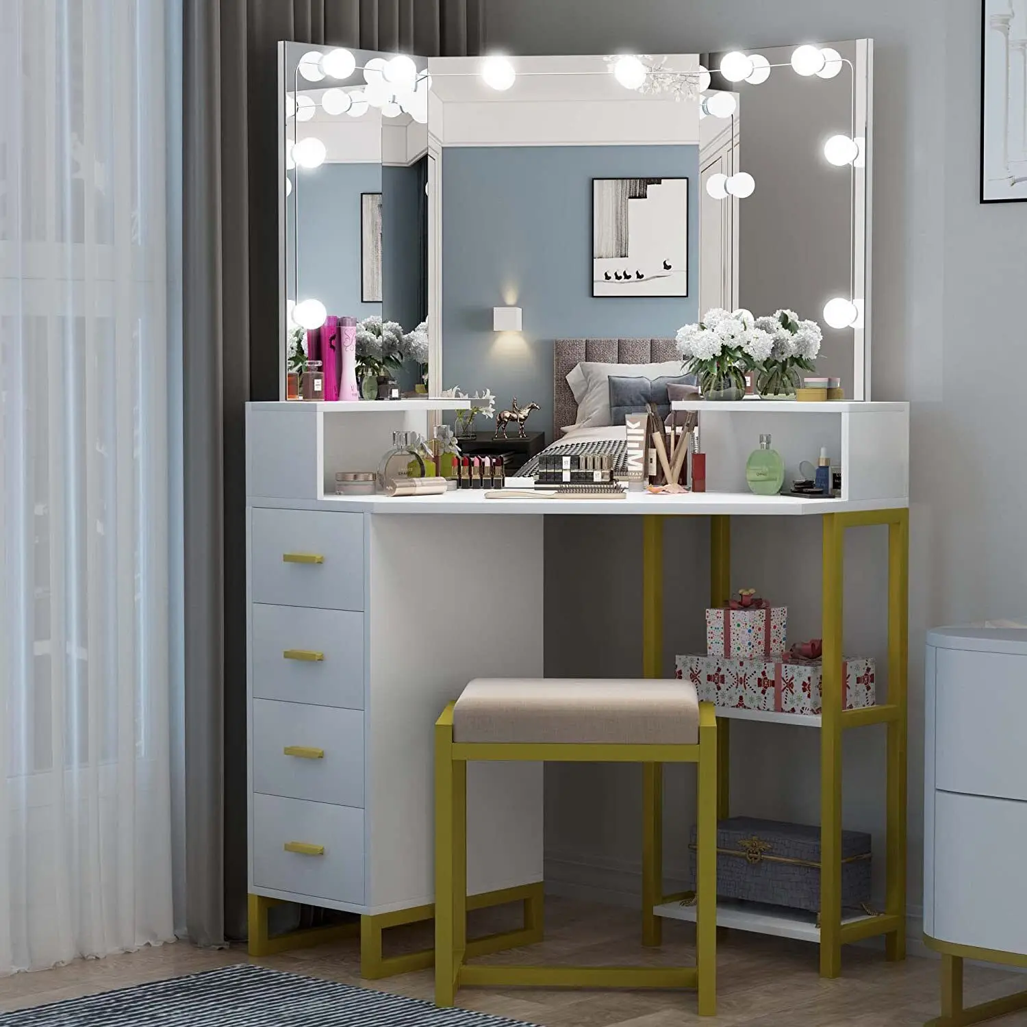 Beauty Vanity Set with LED Lig - Beauty Makeup Vanity Set 评论和价格