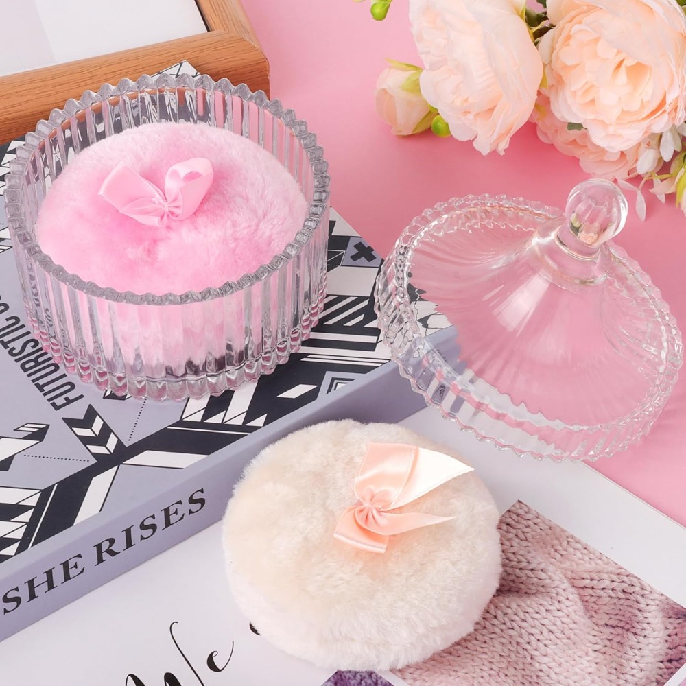 Powder Puff with Glass Storage - Beauty Makeup Tool Collection 评论和价格