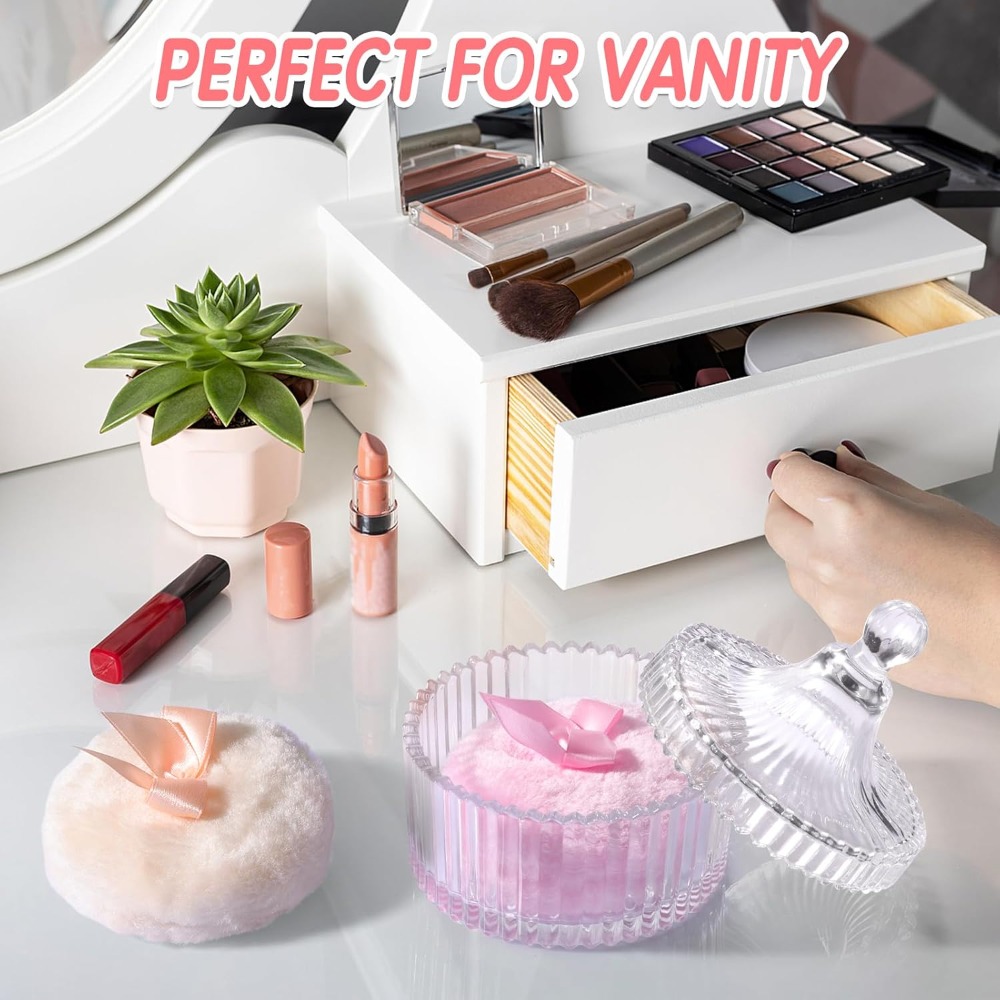 Powder Puff with Glass Storage - Beauty Makeup Tool Collection 评论和价格