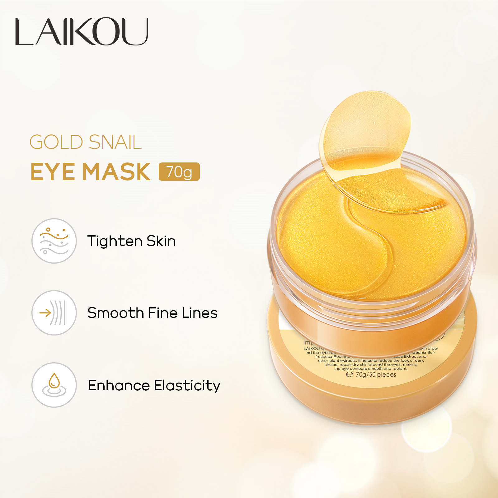 LAIKOU 50pcs Golden Snail Coll - Collagen Eye Patch 评论和价格