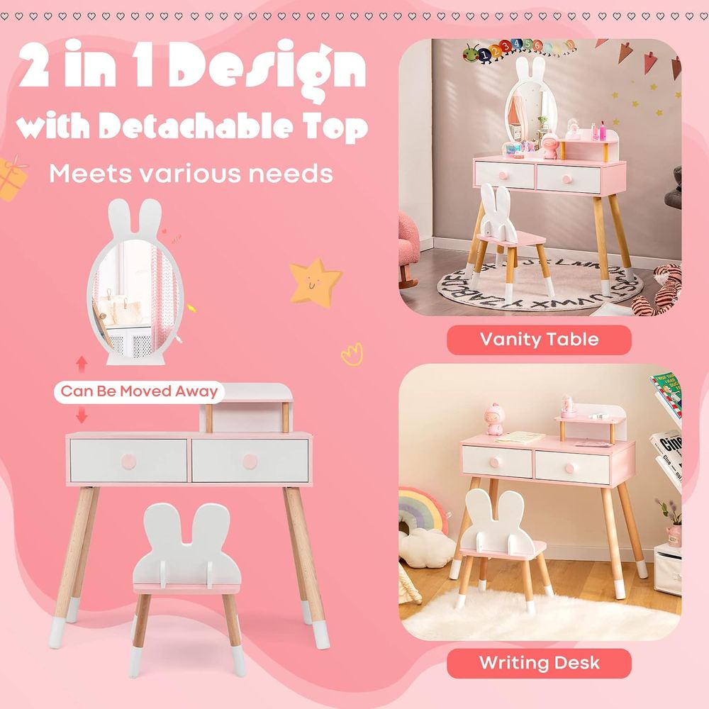 EY Kids Vanity, Rabbit Themed  - Beauty Makeup Vanity Set 评论和价格