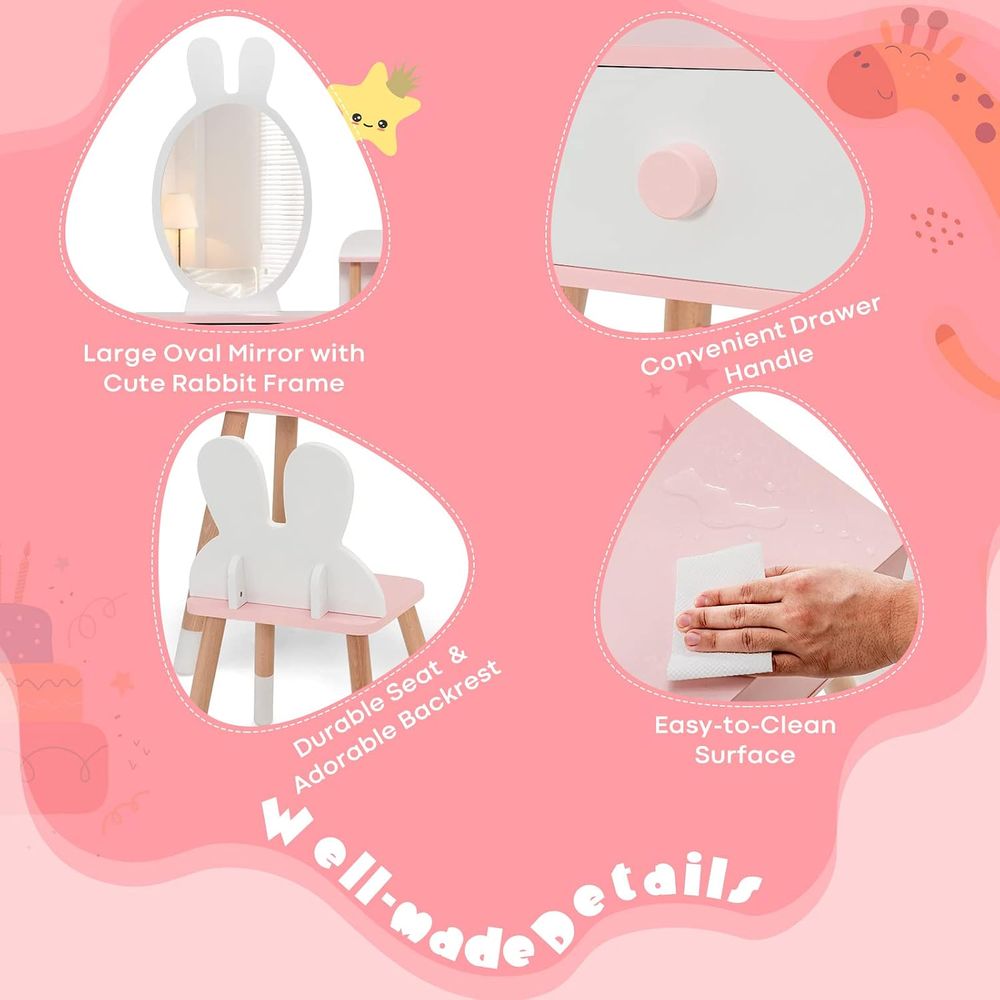 EY Kids Vanity, Rabbit Themed  - Beauty Makeup Vanity Set 评论和价格