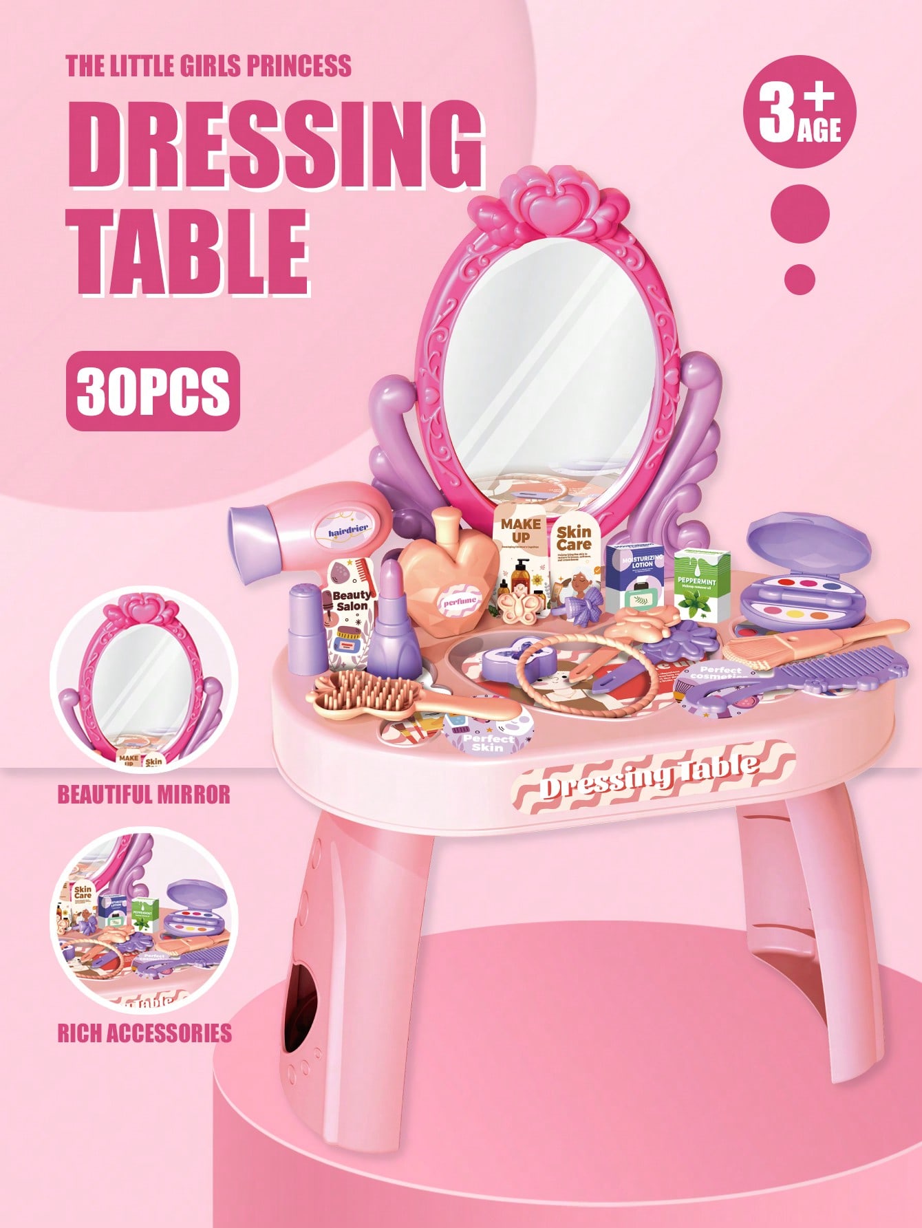Kids Princess Vanity Dressing  - Beauty Makeup Desk 评论和价格