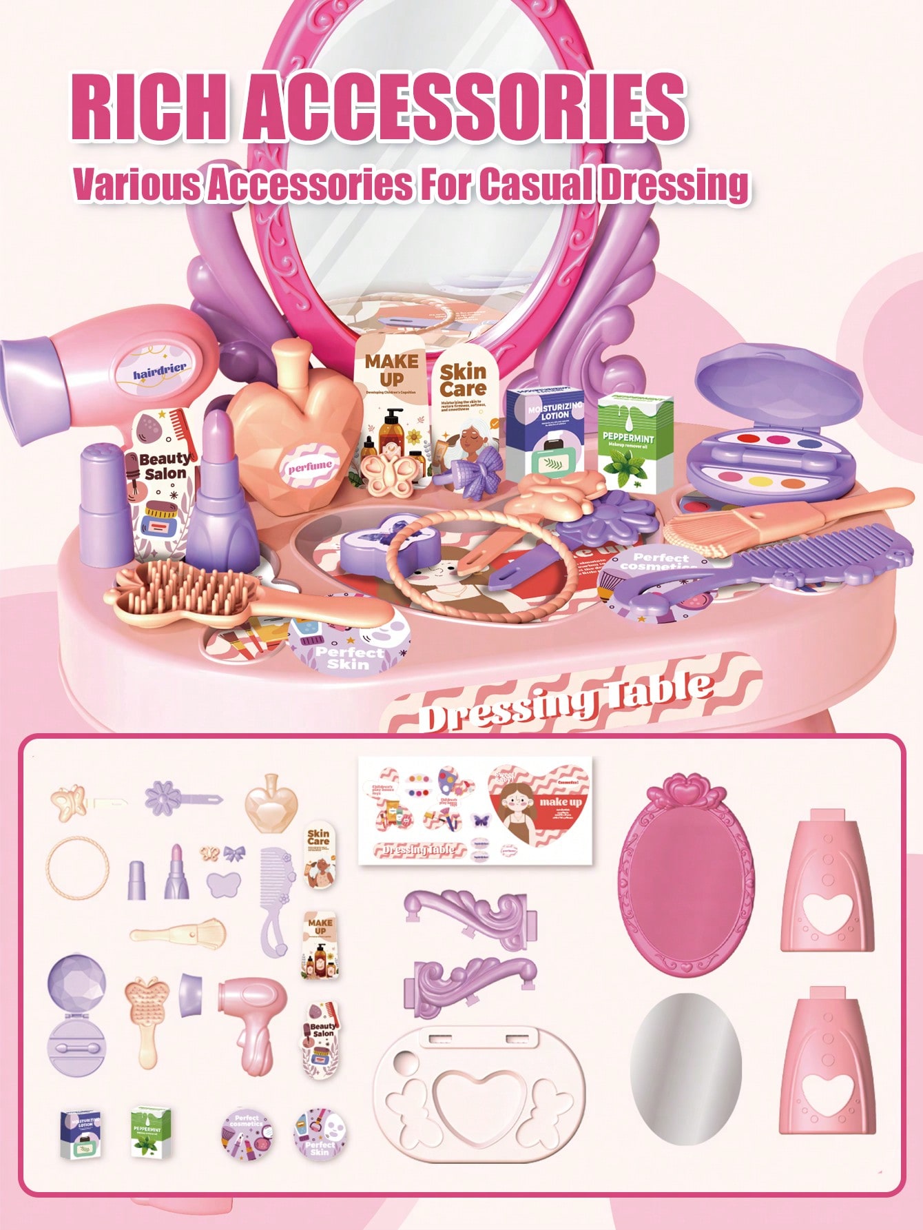 Kids Princess Vanity Dressing  - Beauty Makeup Desk 评论和价格