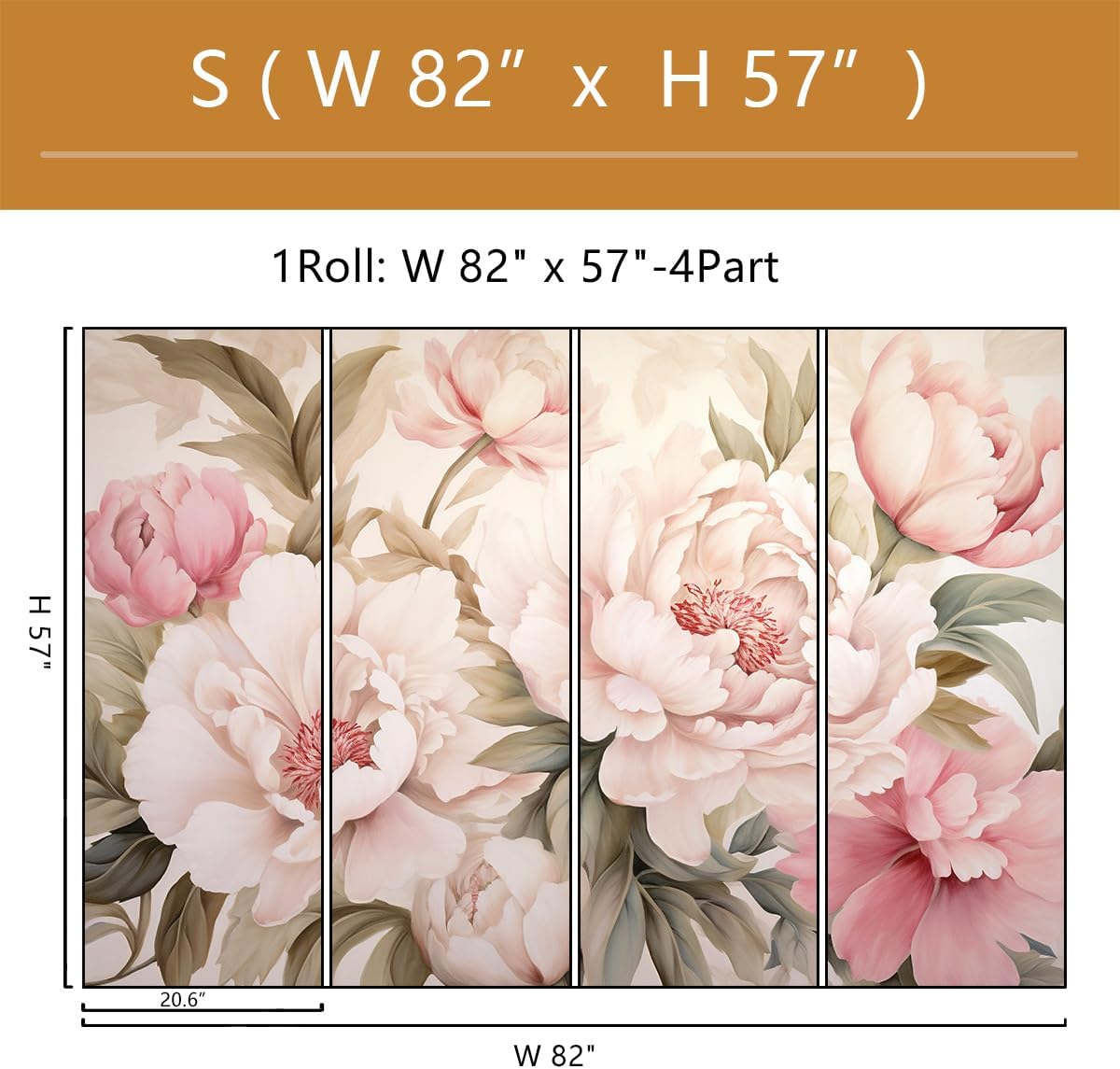 Elegant Peony Floral Mural Wal - Beauty Makeup Desk 评论和价格